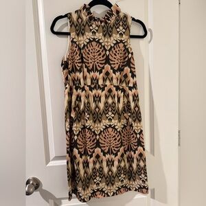 Tyler Boe Sleeveless Ruffled Mock Neck Linen Blend Mini Sheath